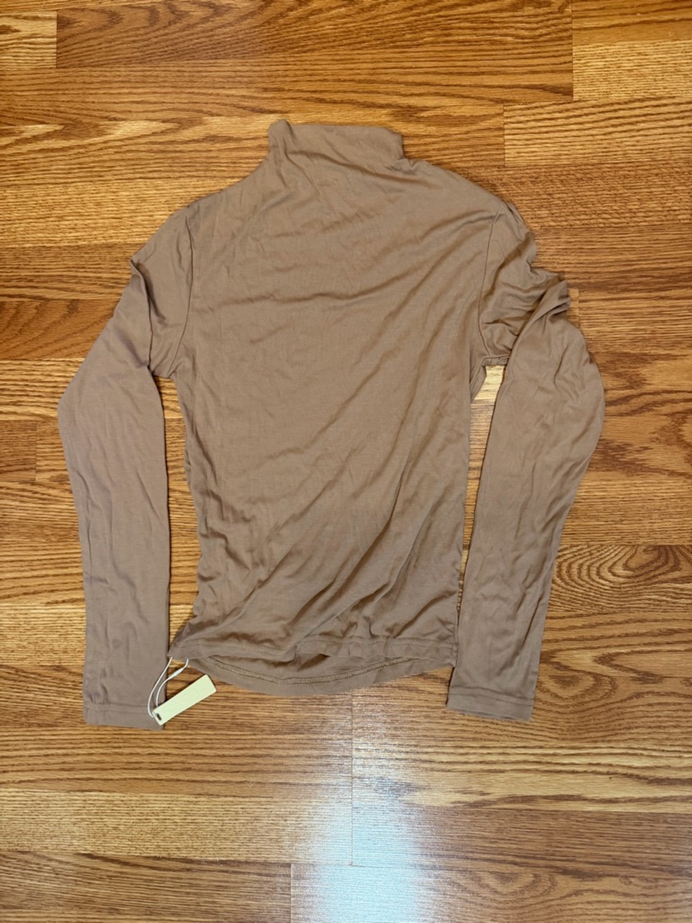 Women's Long-Sleeve Mock Neck shirt- Tan